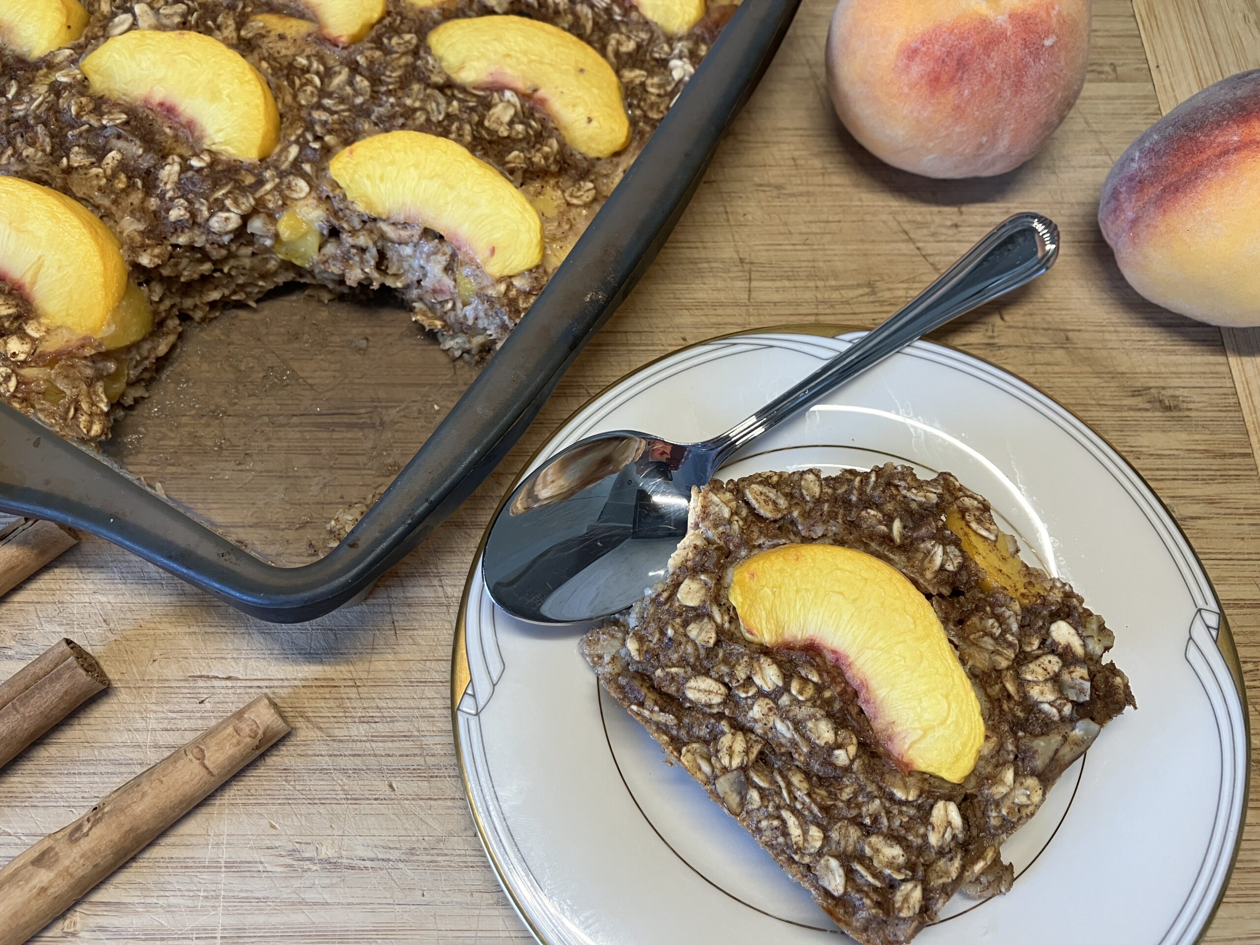 Baked Vegan Peach Oatmeal
